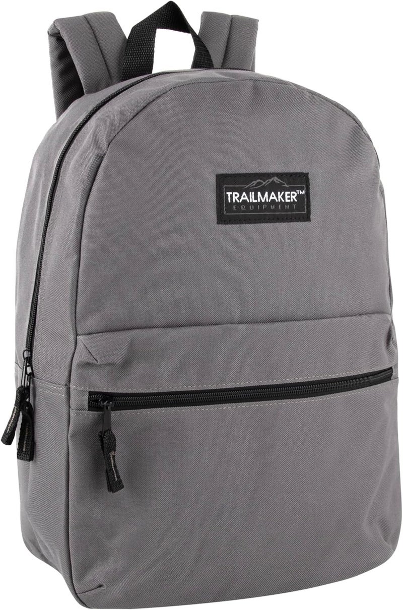 Trailmaker Classic 17 inch Backpacks with Adjustable Padded Straps | School Backpacks for Girls, Boys (Grey) - Image 1
